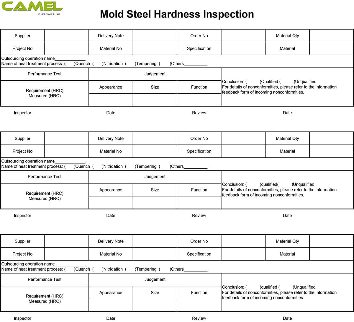 Mold Steel Hardness Inspection