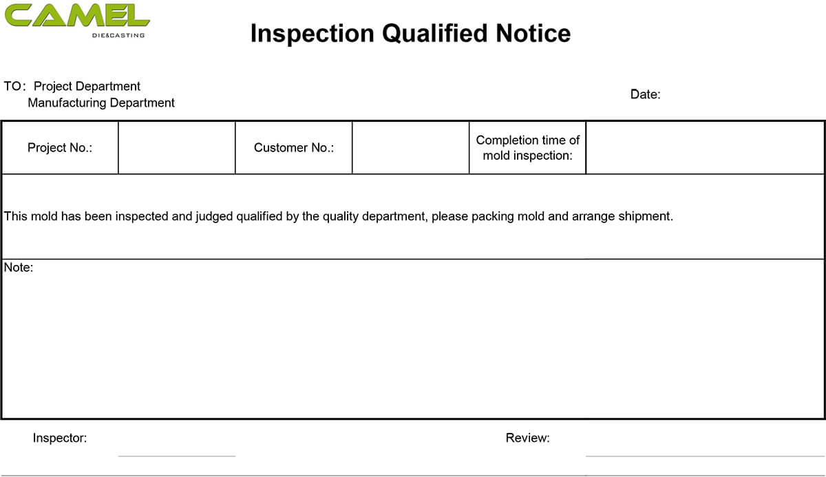 Mold Final Full Inspection Prior To Shipment